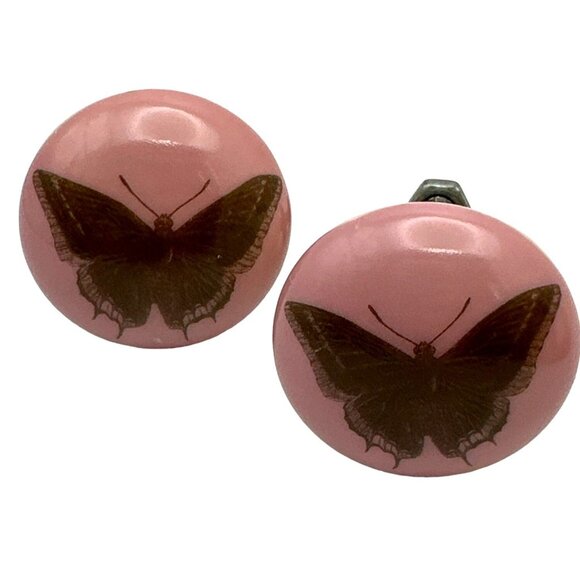 Whimsical Pink Butterfly Door Cabinet Knobs Fixture 2"x2" Resin Drawer Door Pull - Picture 3 of 5